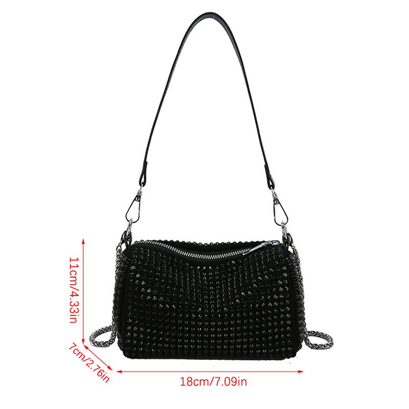 Luxury Bright Rhinestone Shoulder Bag Ins Style Crossbody Bag Fashionable Versatile Handbag Armpit Bags For Women Girls Gift