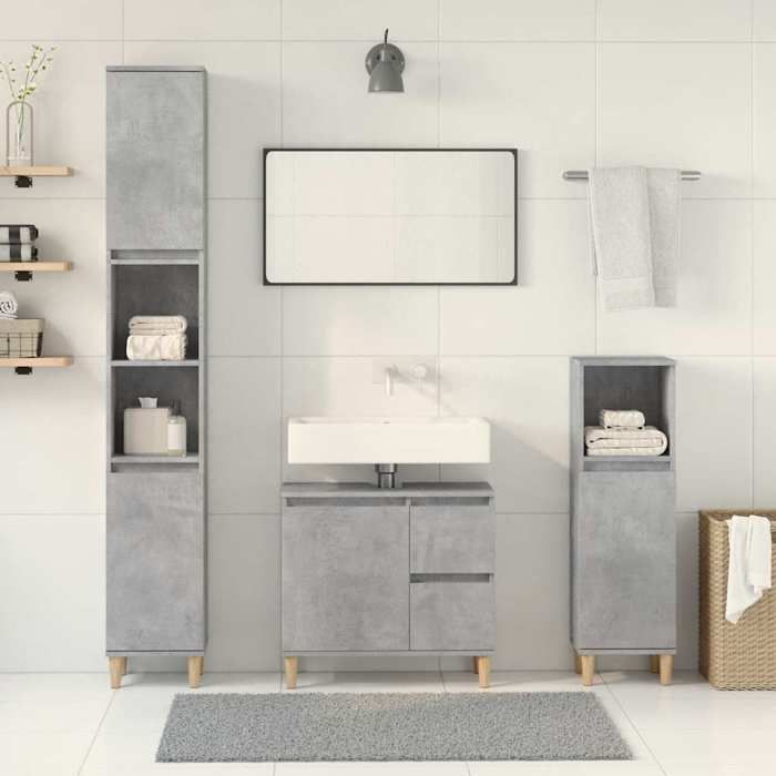VidaXL Bathroom Furniture Set 3 Pcs Concrete Grey 3324945