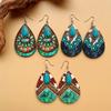 Turquoise Pendant Vintage Bohemian Style Dangle Earrings for Women