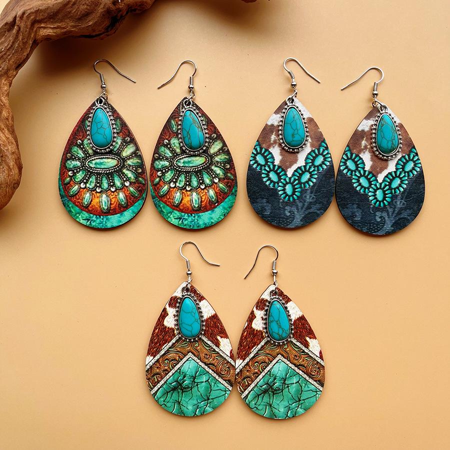 

Turquoise Pendant Vintage Bohemian Style Dangle Earrings for Women