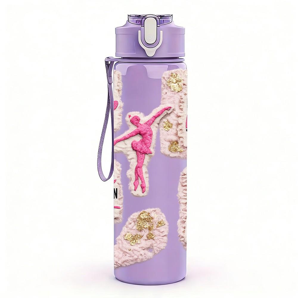 1PC Fashion Shoe Handbag Slogan Print 750ml Color Plastic Sports Water Bottle Leakproof Flip Straw Lid Suitable for Sports Office Home Use