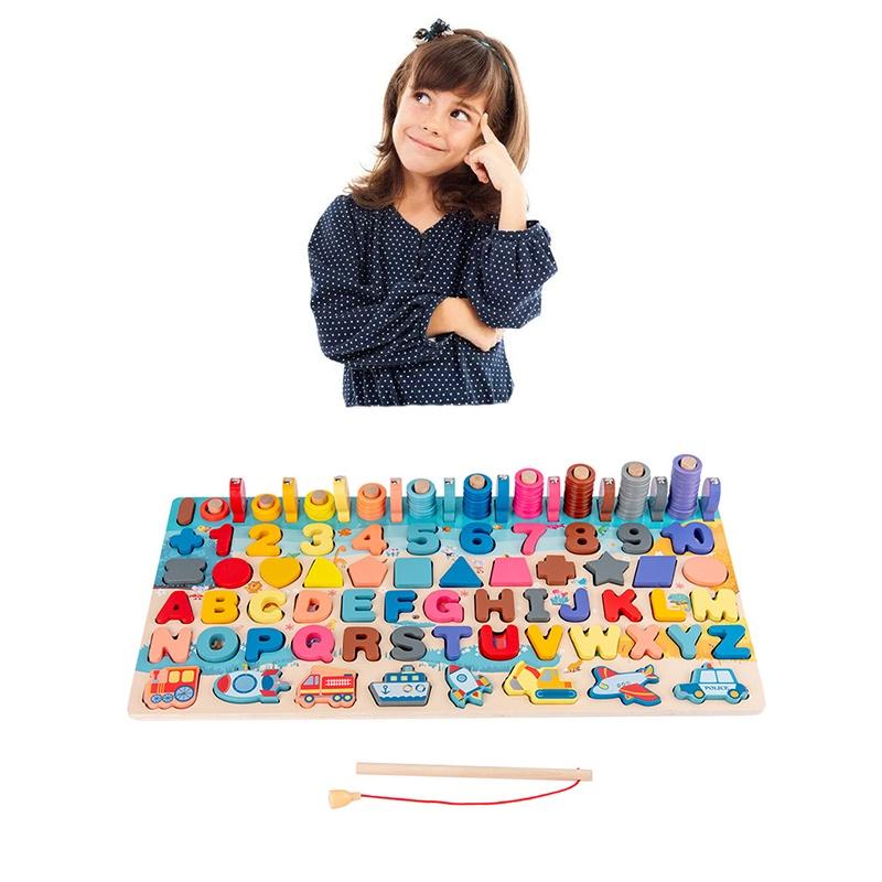 Montessori Early Education Wooden Traffic Counting Board Large Size Cognitive Math Toy For Children