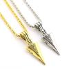 Men'S  Black Long Necklace With Arrow Pendant Jewelry Chain Hip Hop Punk Rock