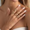 IngeSight.Z 7Pcs Trendy Vintage Heart Rhinestone Rings Women Exquisite Metal Butterfly Chic Open Knuckle Ring Charm Jewelry Set