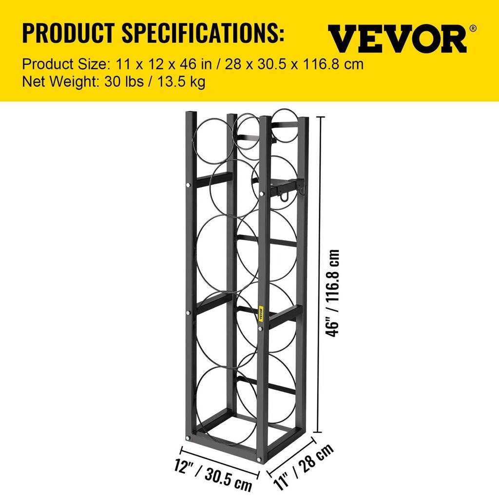 Refrigerant Tank Rack Cylinder Tank Rack with 3-30lb and 3 Small Bottles
