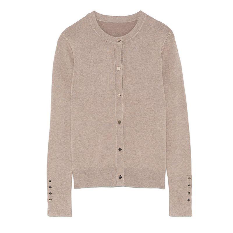 Za Spring New Arrival Women's Sweater Cardigan round Neck Long Sleeves Button Decoration Basic Style Knitting Outwear 5646126