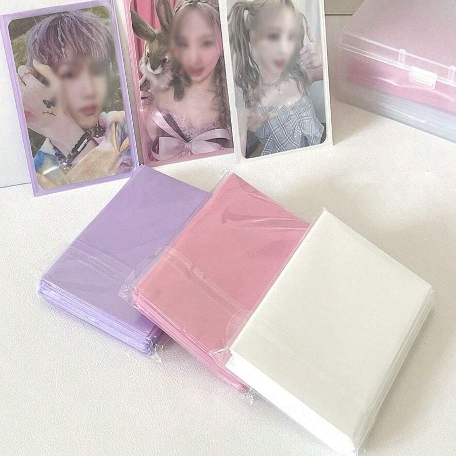 50pcs/Pack 61x91mm Ins Kpop Idol Card Sleeves Top Loaders Cards Protectors-Pink Back To School