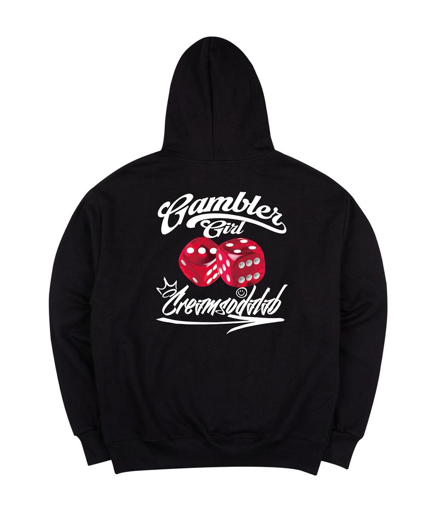Gambler Girl Red Dice Black White Hoodie