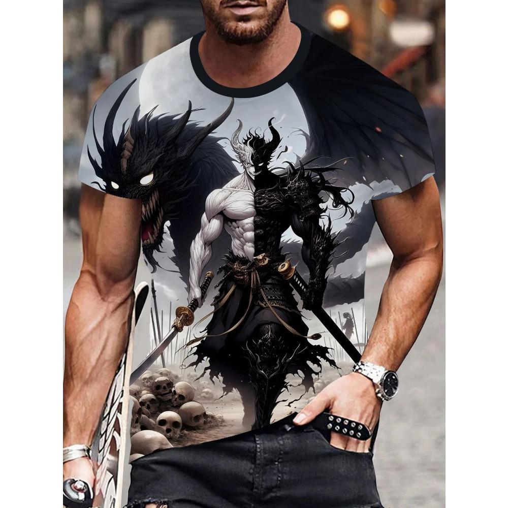 Men's casual short sleeved T-shirt with round neck design, fashionable and casual style suitable for daily and casual occasions