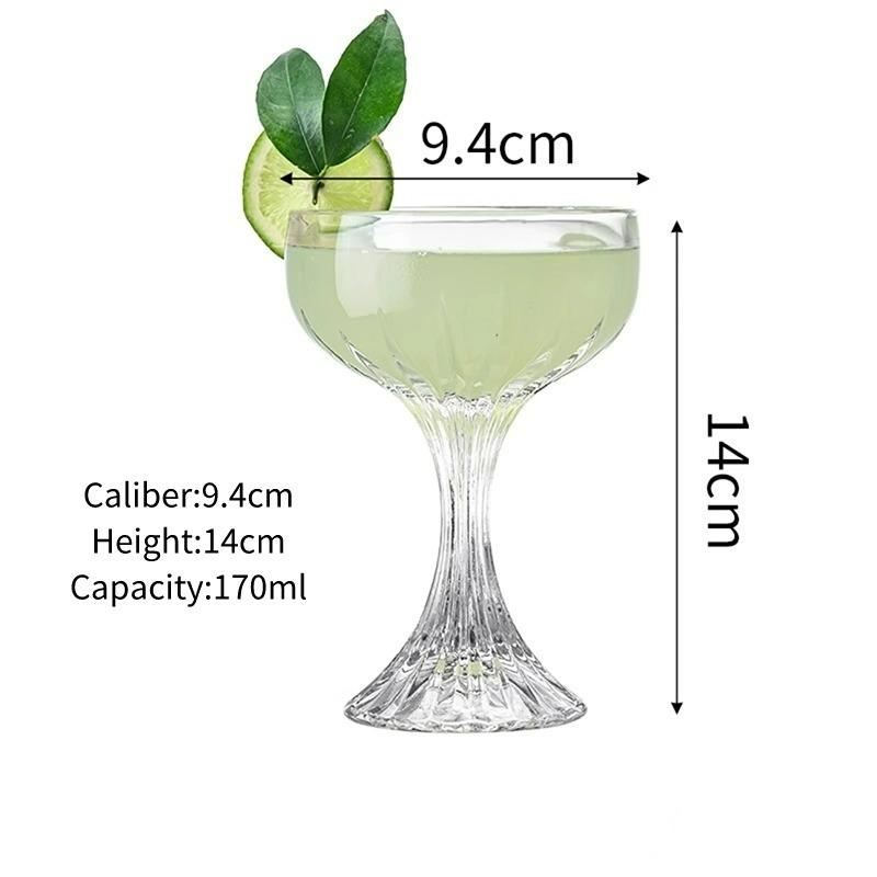 Engraved Cocktail Glasses Goblet Transparent Champagne Glasses Cups Creative Tower Glass Cups High-end Mixing Glass Cup Bar Tool 170ml