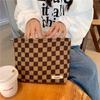 Korean-Style Plaid Corduroy Makeup Bag - Large Capacity, Portable Toiletry Storage