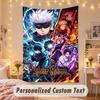 Custom Personalized Tapestry,Jujutsu Kaisen Print Custom Name Text Wall Art Hanging for Bedroom
