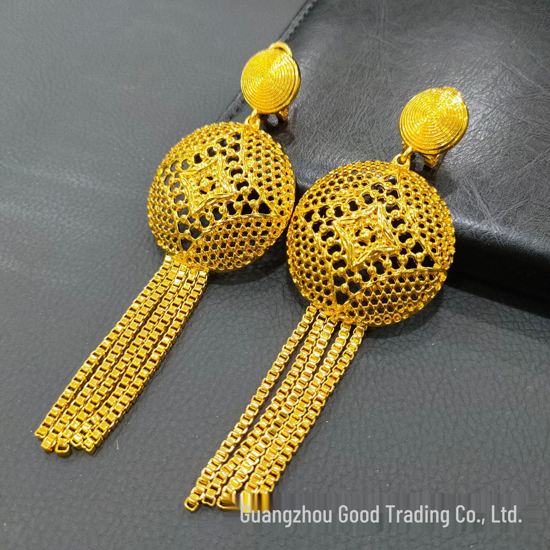 

Свадебные серьги-капли с позолотой 24 карата - Роскошные европейские и американские серьги-пусеты из песочного золота для женщин