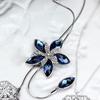 Elegant väderkvarn blomma strass tofsar hängande tröja kedja kvinnor halsband