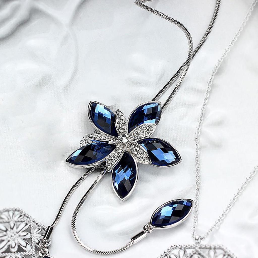 Elegant väderkvarn blomma strass tofsar hängande tröja kedja kvinnor halsband