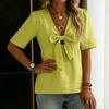 Women's Short-sleeved -color V-neck Stylish Top
