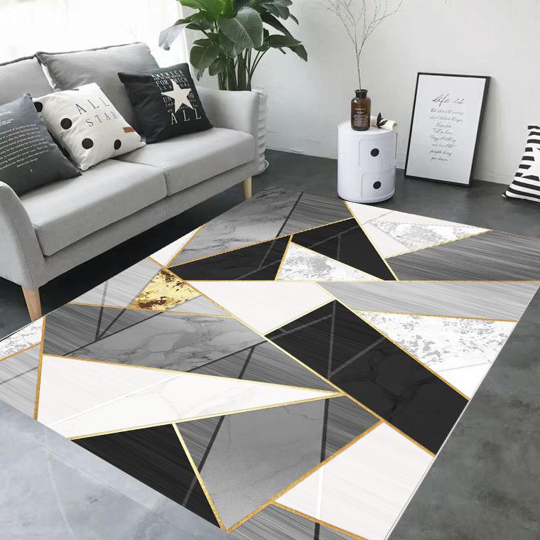 3D Printed Geometric Pattern Carpet Nordic Minimalist Design Living Room Mat Rug Home Decoration Gold Accent Sofa Floor Decor