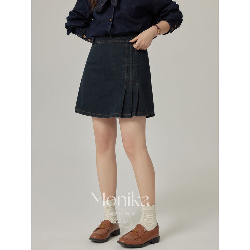 

Plus Size Plus Size Ladies Lace-up Long Sleeve Tops Denim Shirt Denim [Skirt] XL