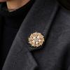 Decorative Lapel Pin Retro Rhinstone Flower Brooch for Women, Golden Plated Alloy Floral Vintage Pin, Clothing Jewelry Accessories Wedding Party Prom