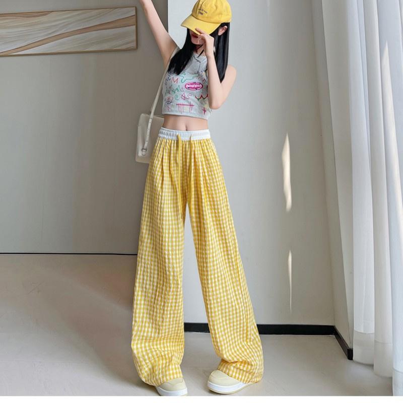 New Plaid Pants for Women Spring/Summer 2026 New High-Waisted Dopamine Casual Trousers