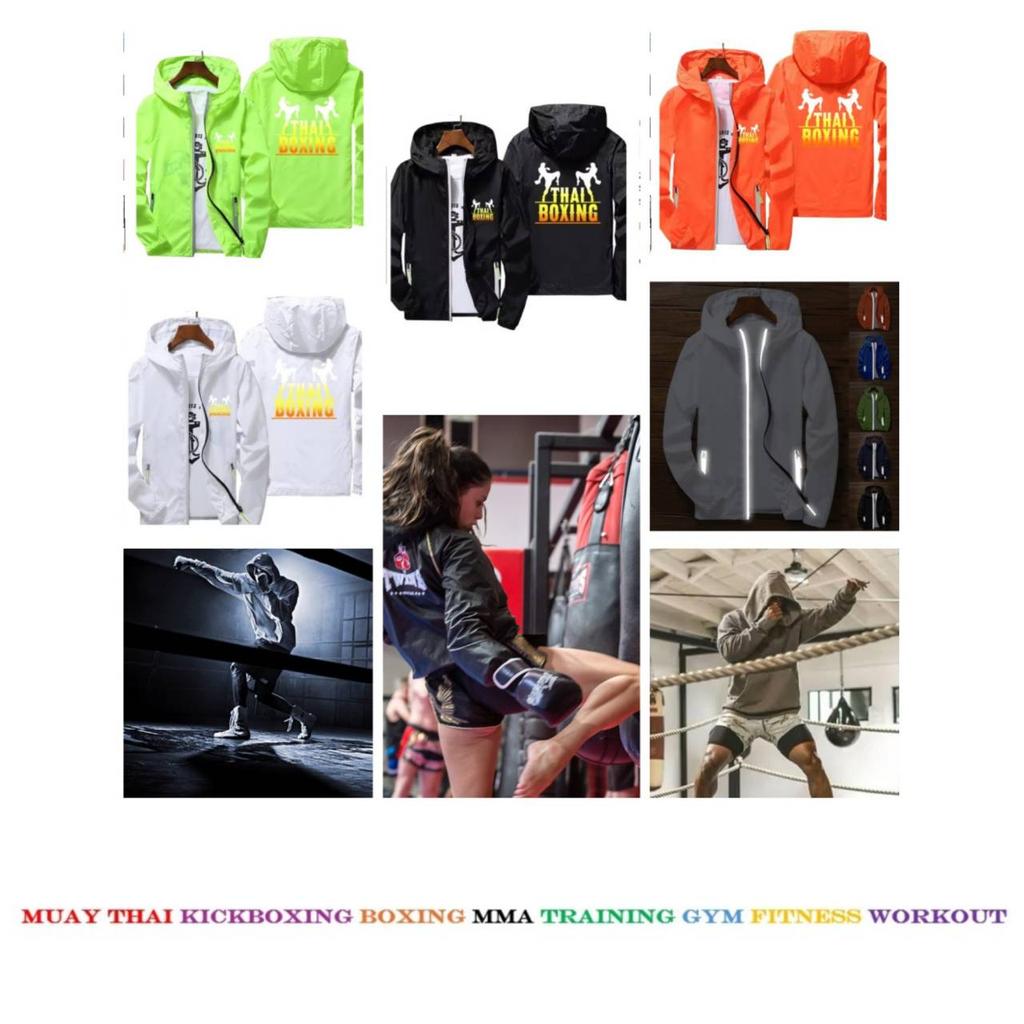 Muay Tha Genunchi Zburător Kick Boxing MMA UFFC Jachetă Windbreaker Hanorace cu Fermoar Bărbați Femei Copil Unisex Mânecă Lungă Imprimeu Sport Sală de Gimnastică Fitness Antrenament
