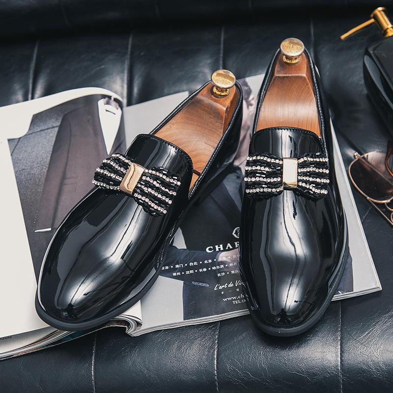 38~46 Fashion Men's Luxury Designer Bright Patent Leather Dress Party Wedding Flat Office Driving Casual Shoes for Men Loafers