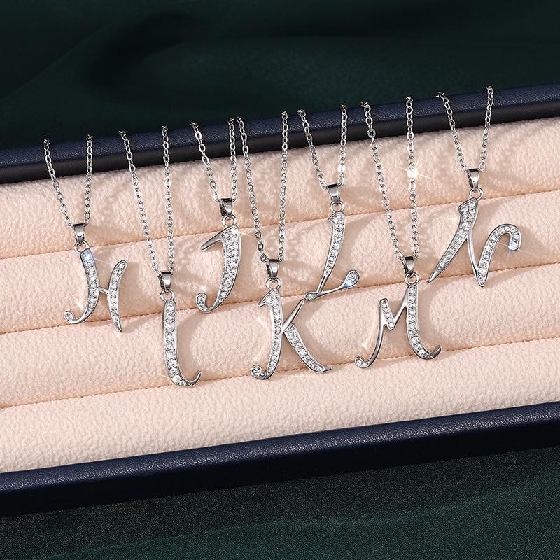 New Design 26 English Letter Zircon Pendant Necklace Trendy Temperament Personality Necklaces Fashion Jewelry Gift