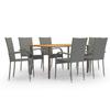 vidaXL 7 Pcs. Garden Dining Set Poly Rattan Grey