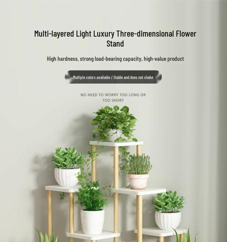 Iron Art Flower Stand with Wheels, Multi-tiered for Indoor/Outdoor Balcony Use