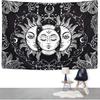 Ftuency Sun and Moon Tapestry, Black and White Tapestries Mystic Burning Sun with Star Wall Hanging decor for Bedroom (59" W x 51" L)