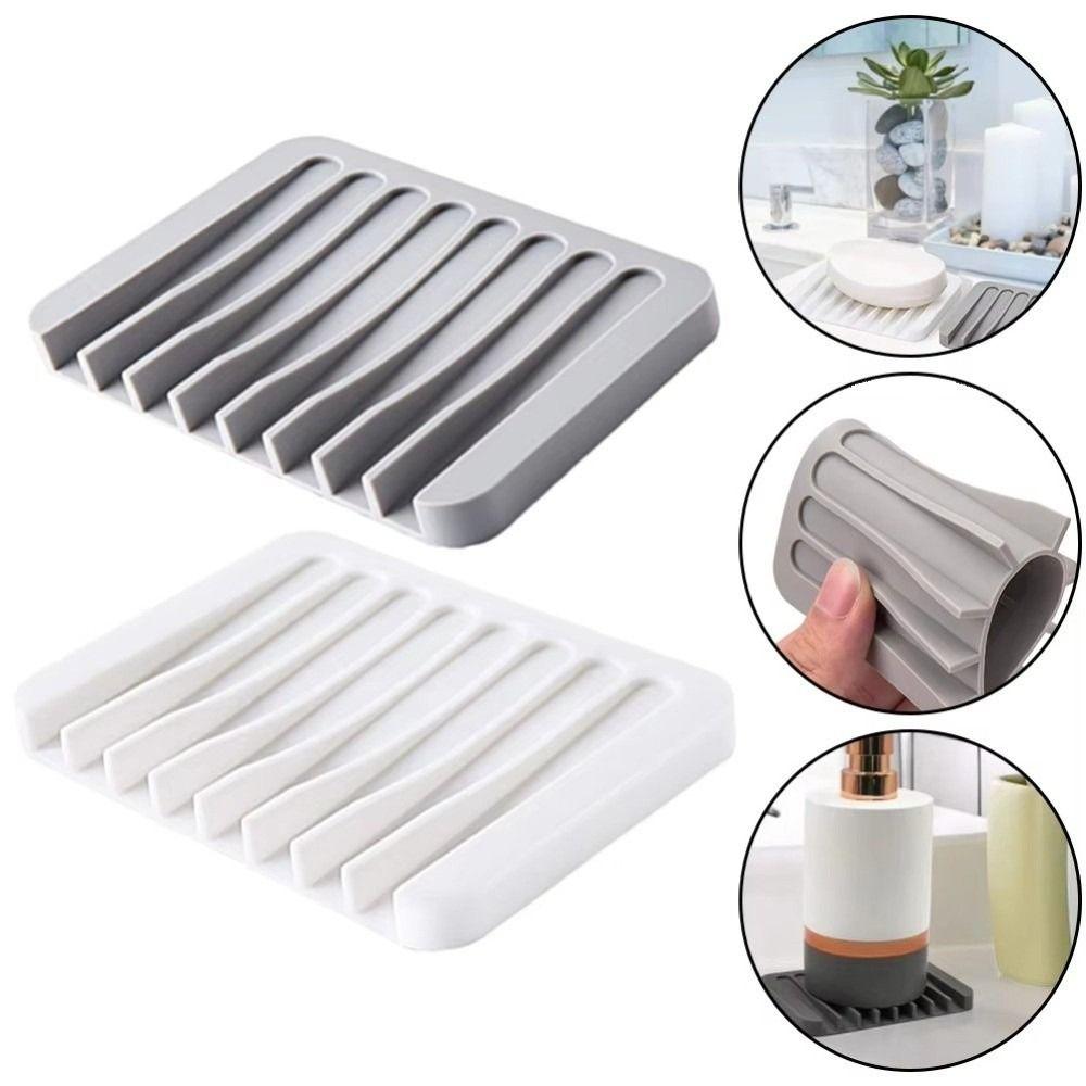 2Pcs Self Draining Soap Container Silicone Soap Saver Tray Soap Dish Holder  Keep Soap Dry