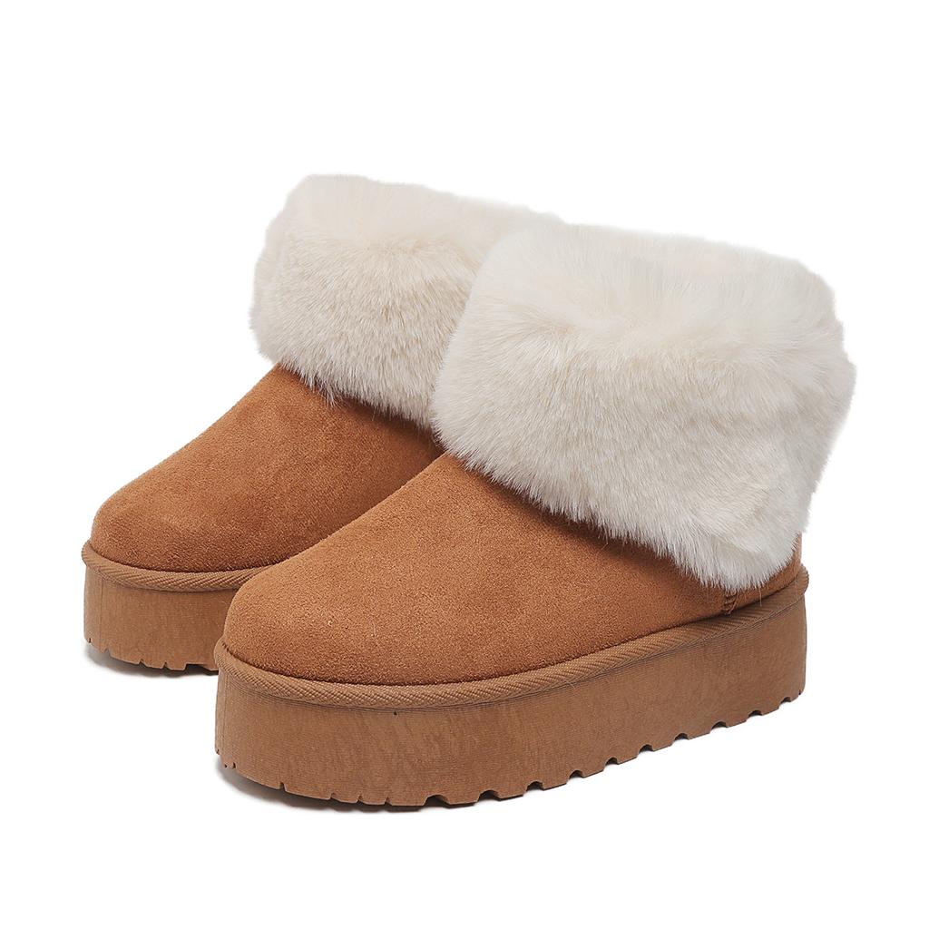 Winter New Casual Round Toe Women Slip-on Platform Snow Boots Women Outdoor Fashion Ankle Short Boots Shoes for Women
