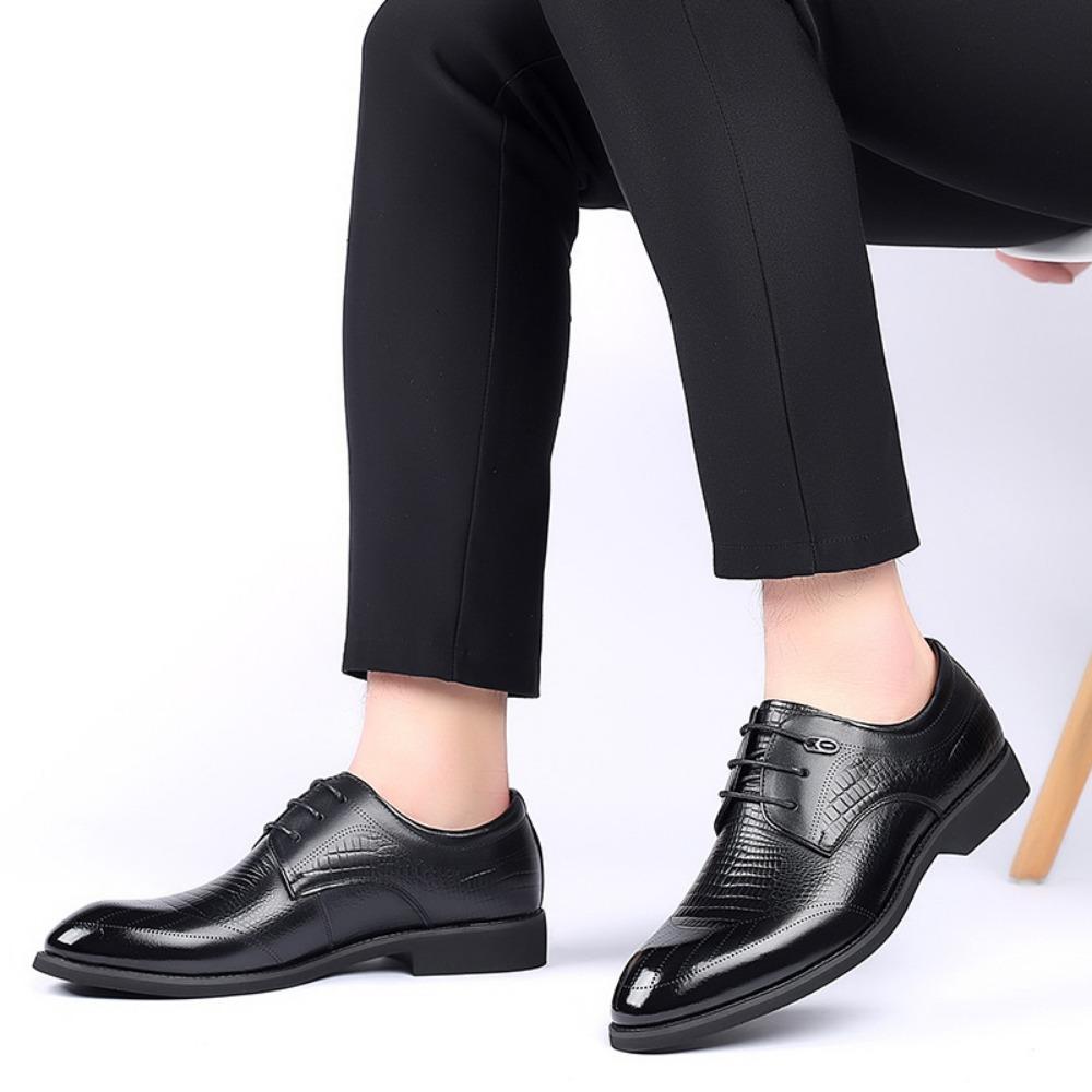 Formal Men's Shoes Dermis Business Dress Leather Shoes Men's Pointed Lace Up Leather Dress Shoes Zapatos De Cuero Para Hombres
