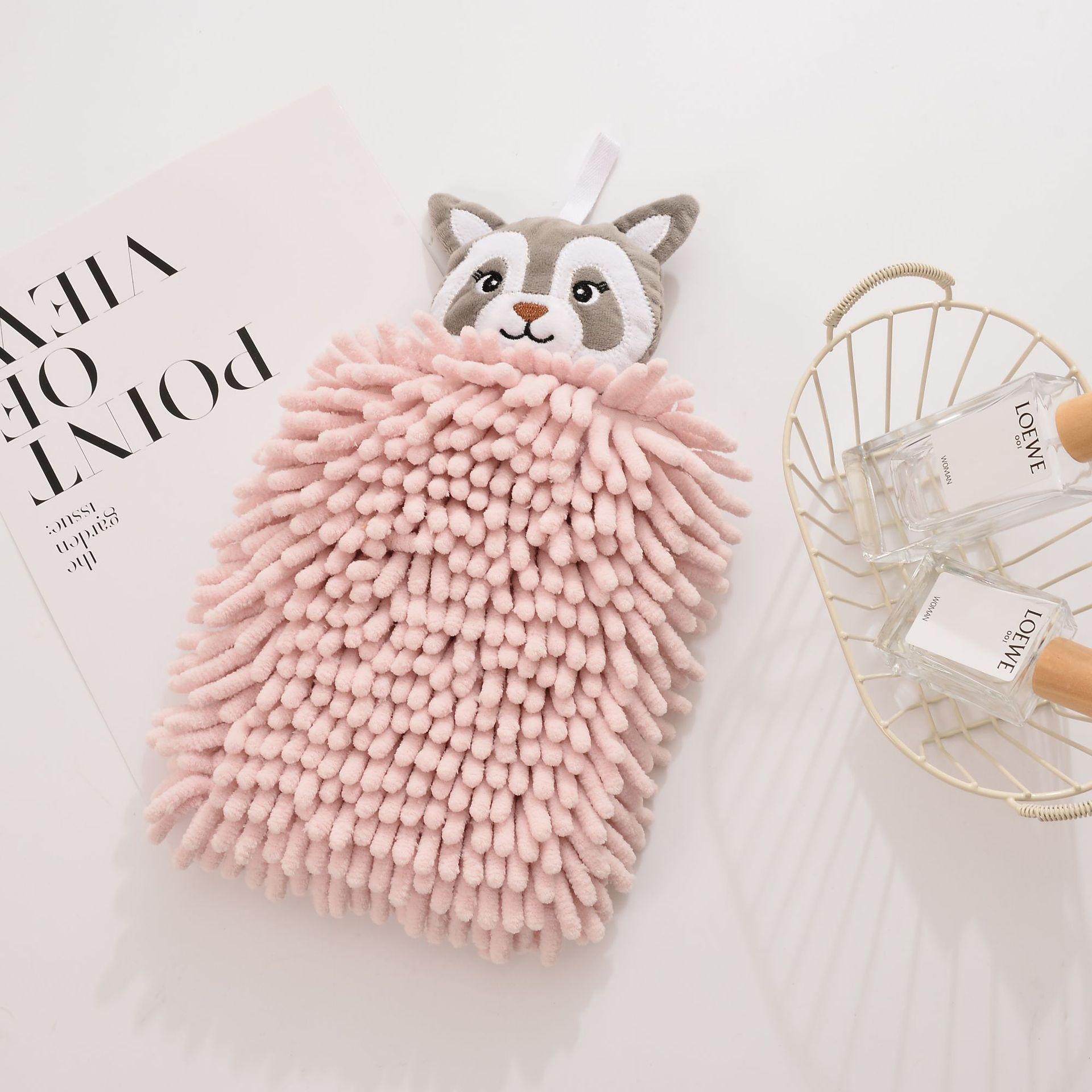 Fox Cartoon Chenille Hand Towel for Kitchen & Bathroom 20x30 CM