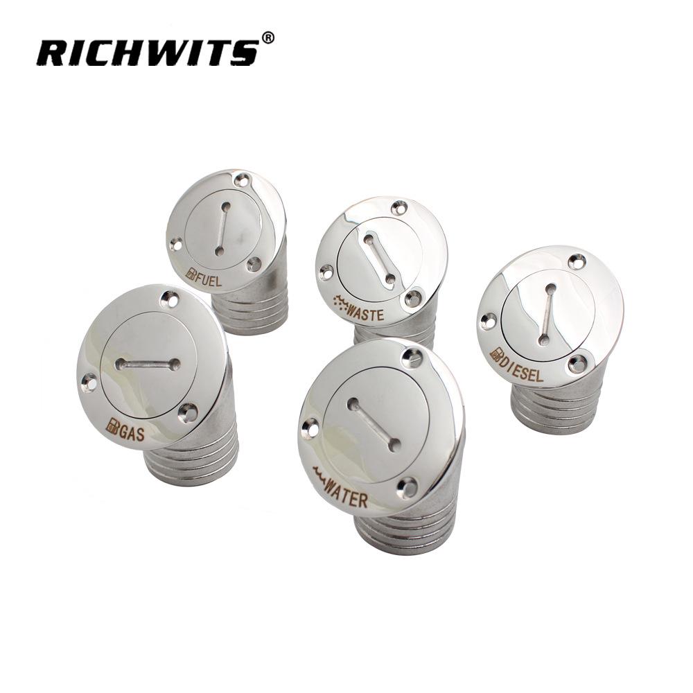 RICHWITS Stainless Steel 316 45° Fuel Filler Cap for RV, Yacht, or Water Tank