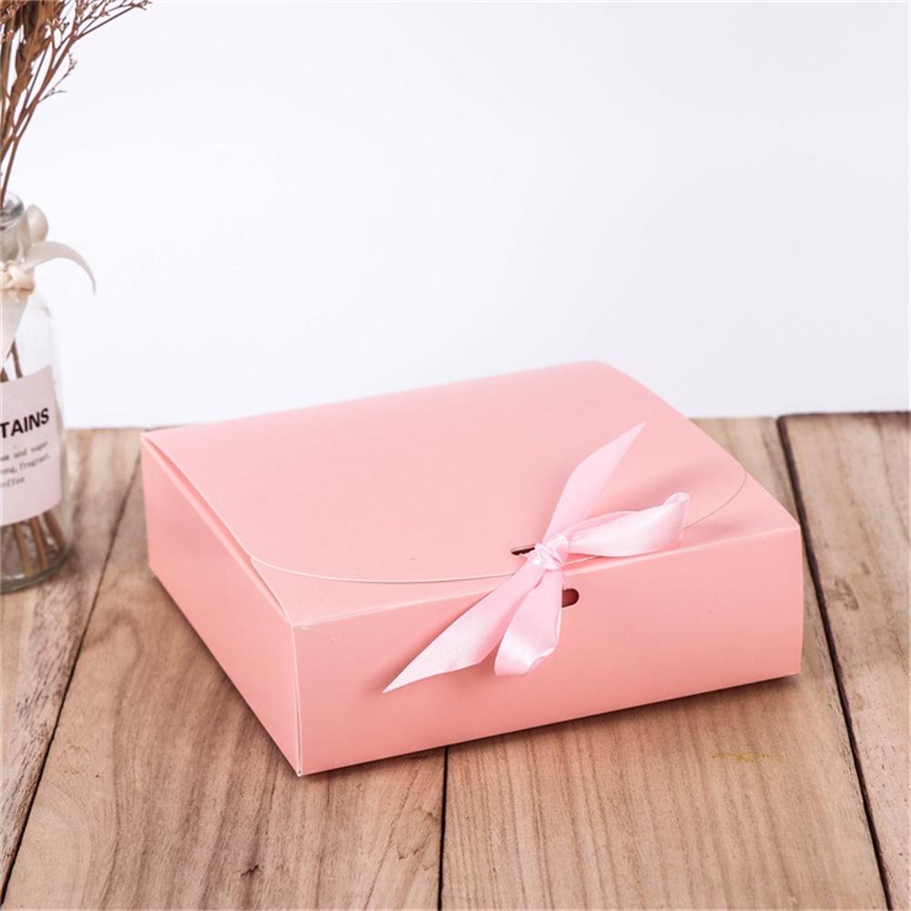 

10 шт. квадратная крафт-бумага коробка картонная упаковка День святого Валентина свадьба пасхальная вечеринка подарочная коробка с лентами хранение конфет 10pcs&11x11x5cm розовый