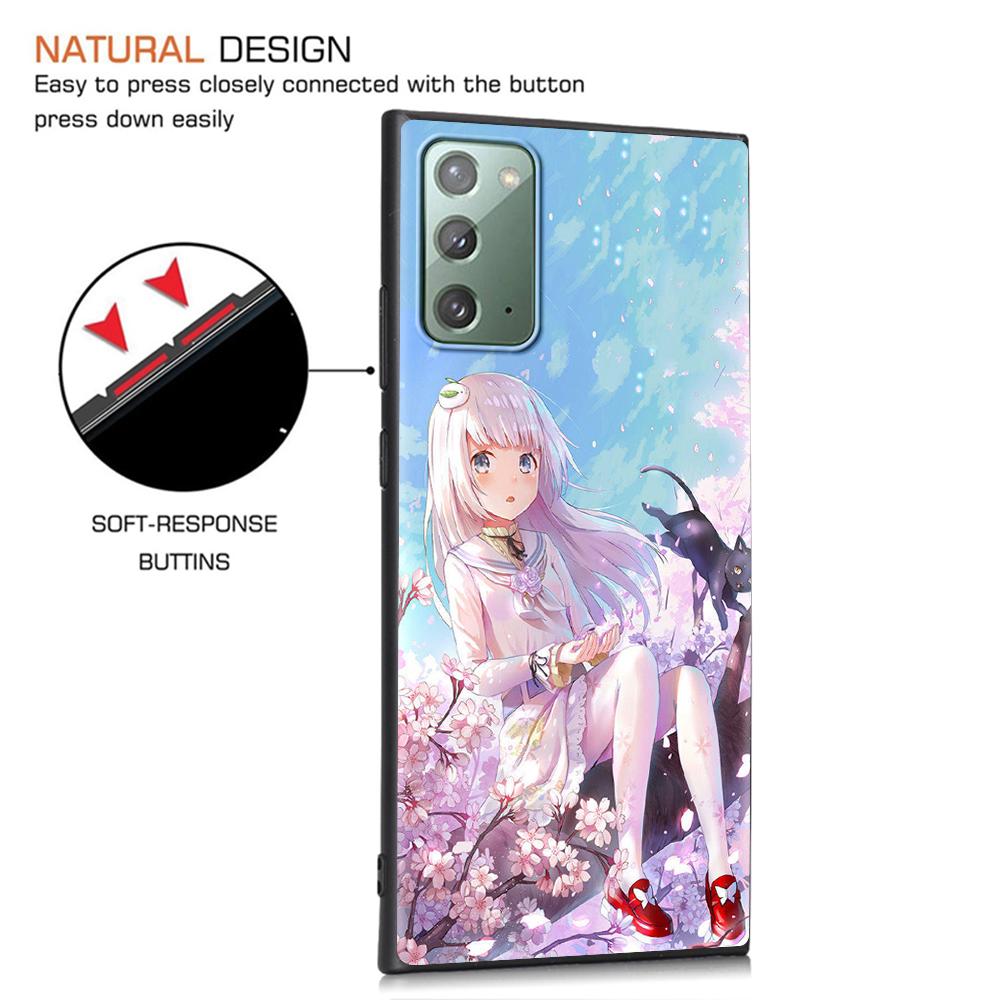 Anime Plum Cherry Blossom Girl Case for Samsung Galaxy Note 20 Ultra 10 Lite 9 8 A12 A52 A51 S20 FE Black Soft Phone Coque