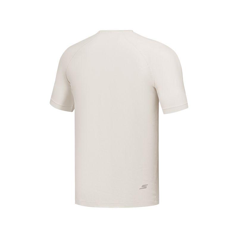 Skechers Comfort Sports Series Ss25 Brand Logo Knitted Round Neck Raglan Short Sleeve T-Shirt Men Tops Beige P225M016-00F1