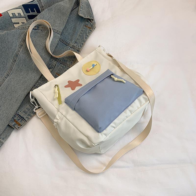 

Новая милая студенческая сумка-тоут, большая вместимость, красивая повседневная сумка через плечо для старшеклассников белый