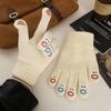 Cute Solid Color Knitted Wool Warm Gloves for Women In Winter with Fingerless Touch Screen Students with Split Fingers To Prevent Cold Cycling Cartoon
