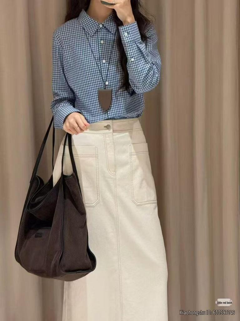 IC Xiaoye 2025 Autumn Women's Cotton Twill Long Sleeve Shirt