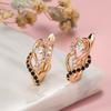 New Luxury Natural Black Zircon Earrings For Women Vintage Bride Wedding Earrings  Rose Gold Color Daily Fine Jewelry
