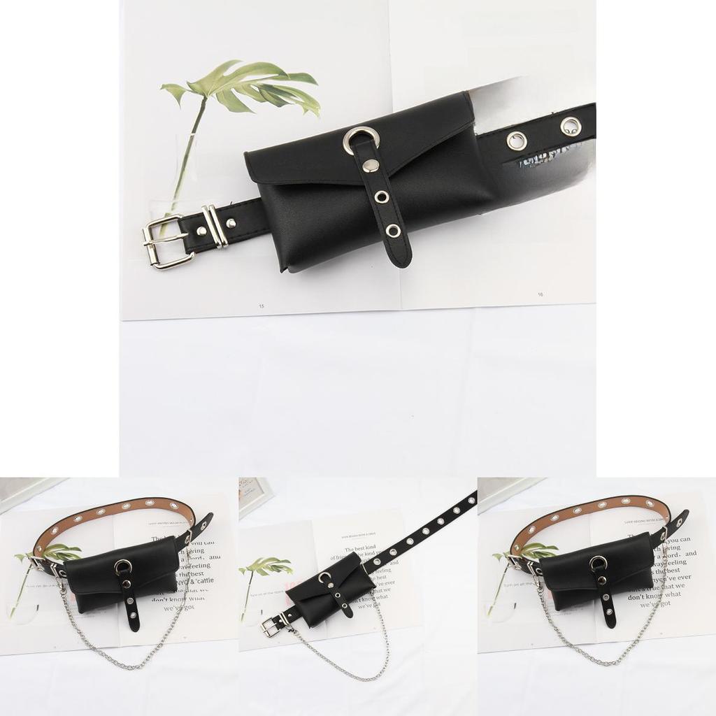 Punk Style Belt For Women With Pu Material And Adjustable Pin Buckle For Fashionable Streetwear