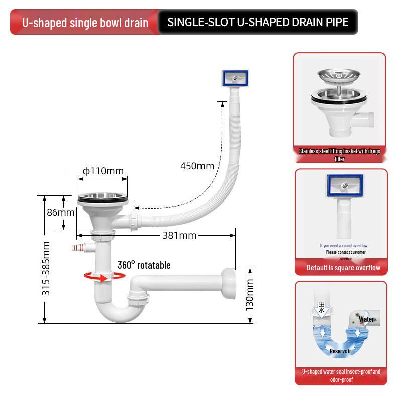 Комплект сифона-ловушки для кухонной раковины