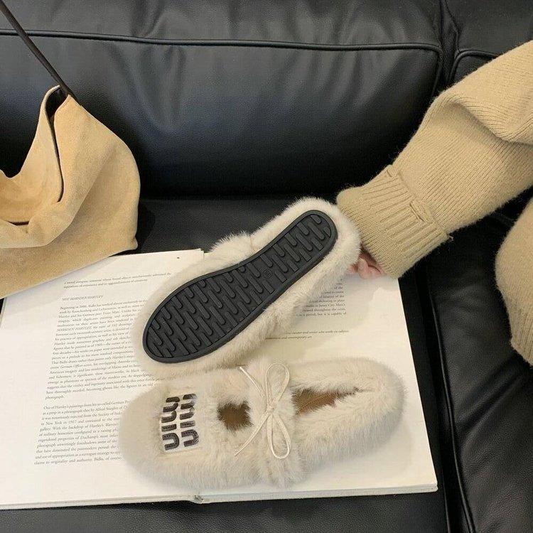 Inner height-increasing fluffy shoes female 2025 winter new outer wear high-end cotton shoes velvet warm fairy evening wind single shoes