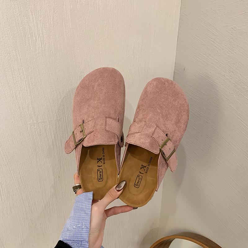 Baotou Half Slippers Women's Spring and Summer New Retro Versatile Single Shoes Large Size Lazy Outer Wear