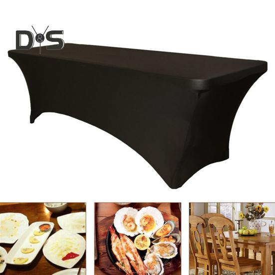 Stretchy Table Cover Fitted Rectangle Solid Color Table Cloth Polyester Fabric Anti-Wrinkle Washable Table Cover for Indoor Outdoor Party Banquet