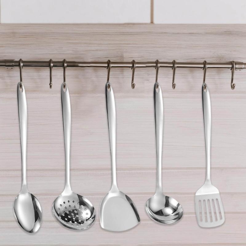 Set of 7 Stainless Steel Kitchen Utensils Essential Cooking Tool Slotted Tuner Serving Spoon Cooking Kitchen Utensils