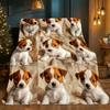 Cute puppy dog Jack Russell terrier collage nine photos soft flannel blanket pet lover gift cozy home decor animal print blanket