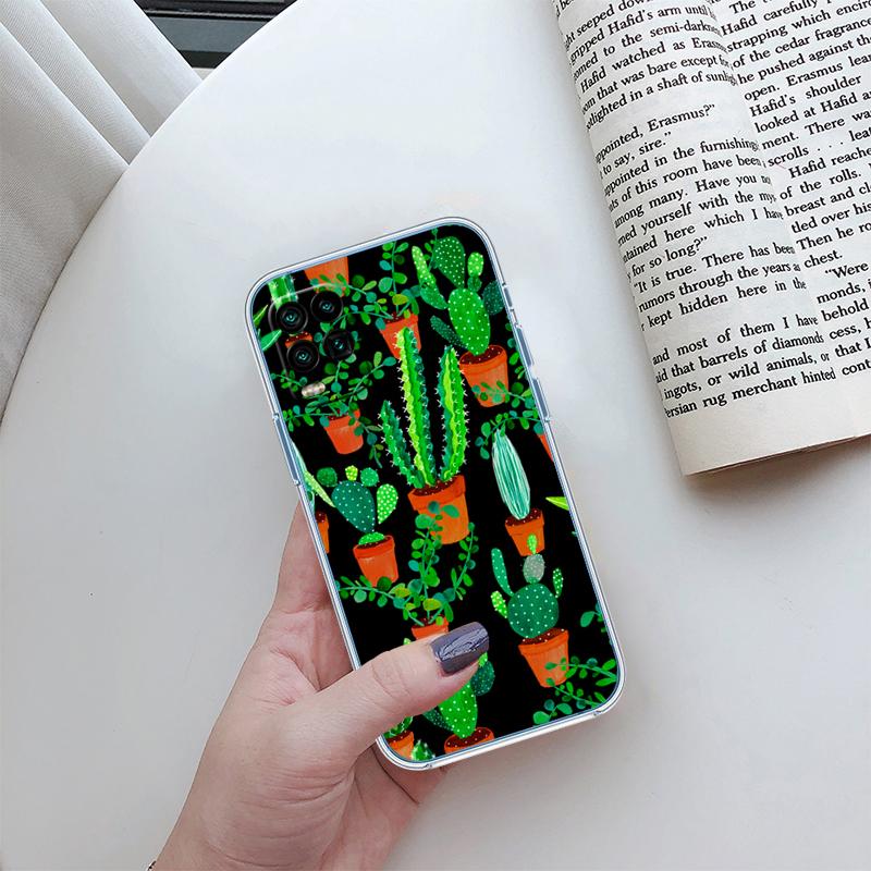 RA33 Watercolour Cacti Succulent Transparent Phone Case for Samsung Galaxy A04 A04S A14 A23 A34 A54 M23 M33 M52 M53 Galaxy A54 5G